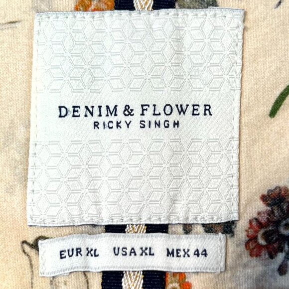 Denim & Flower Ricky Singh 100% Cotton Floral Long-Sleeve Button-Up SZ XL - Picture 2 of 6